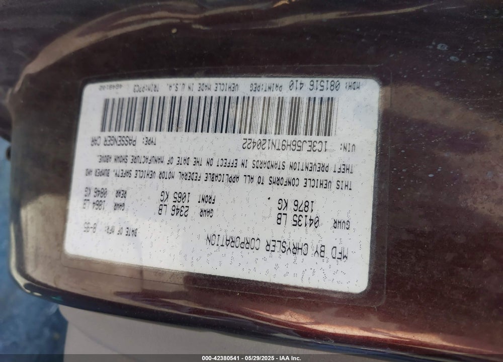 1996 CHRYSLER CIRRUS LX/LXI VIN: 1C3EJ56H9TN120422
