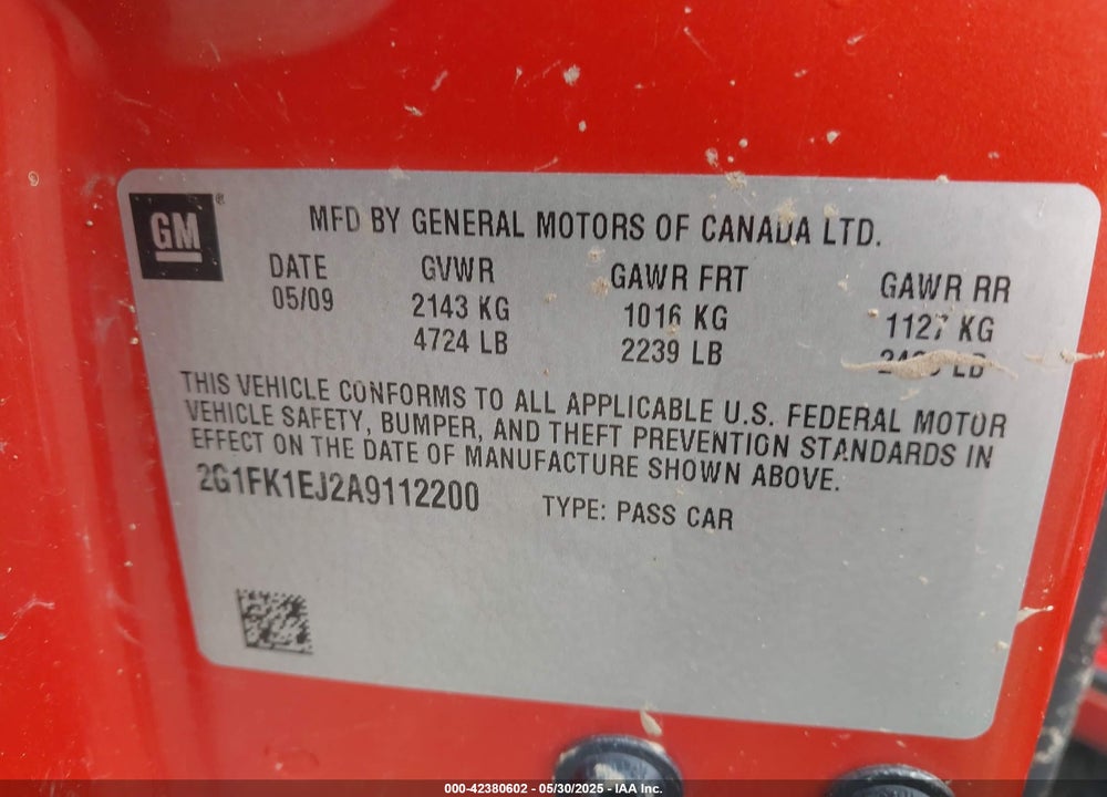 2010 CHEVROLET CAMARO 2SS VIN: 2G1FK1EJ2A9112200