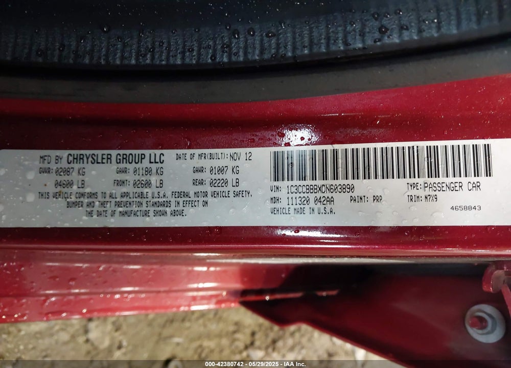 2013 CHRYSLER 200 TOURING VIN: 1C3CCBBBXDN603890