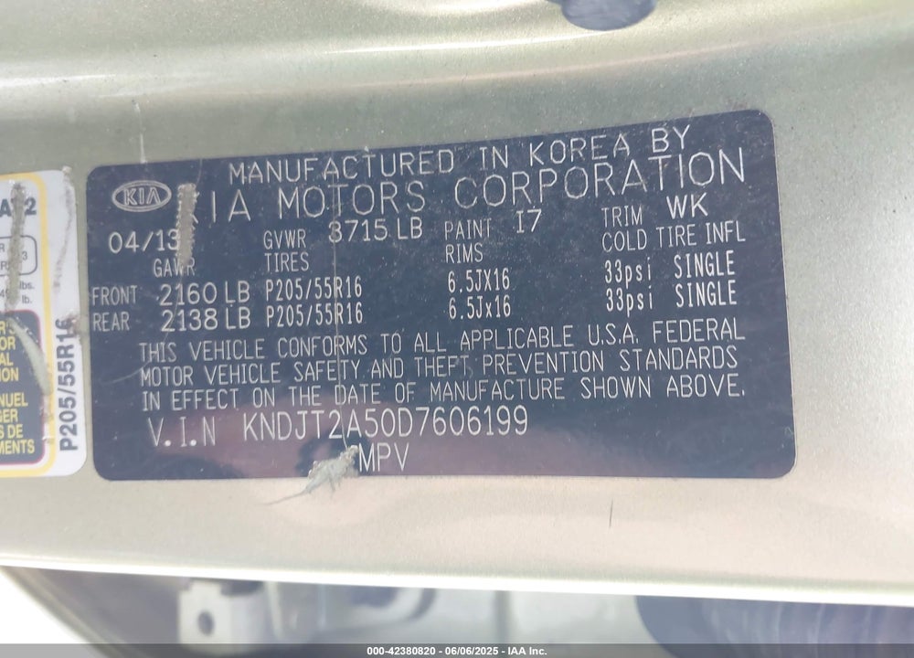 2013 KIA SOUL VIN: KNDJT2A50D7606199