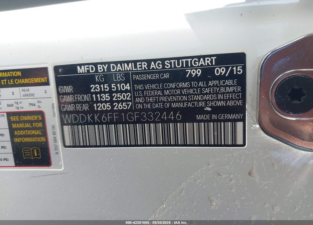 2016 MERCEDES-BENZ E 400 VIN: WDDKK6FF1GF332446