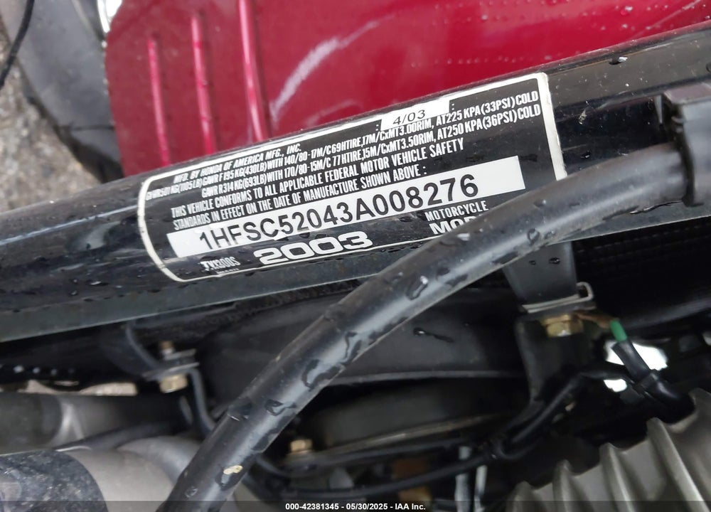 2003 HONDA VT1300 S VIN: 1HFSC52043A008276