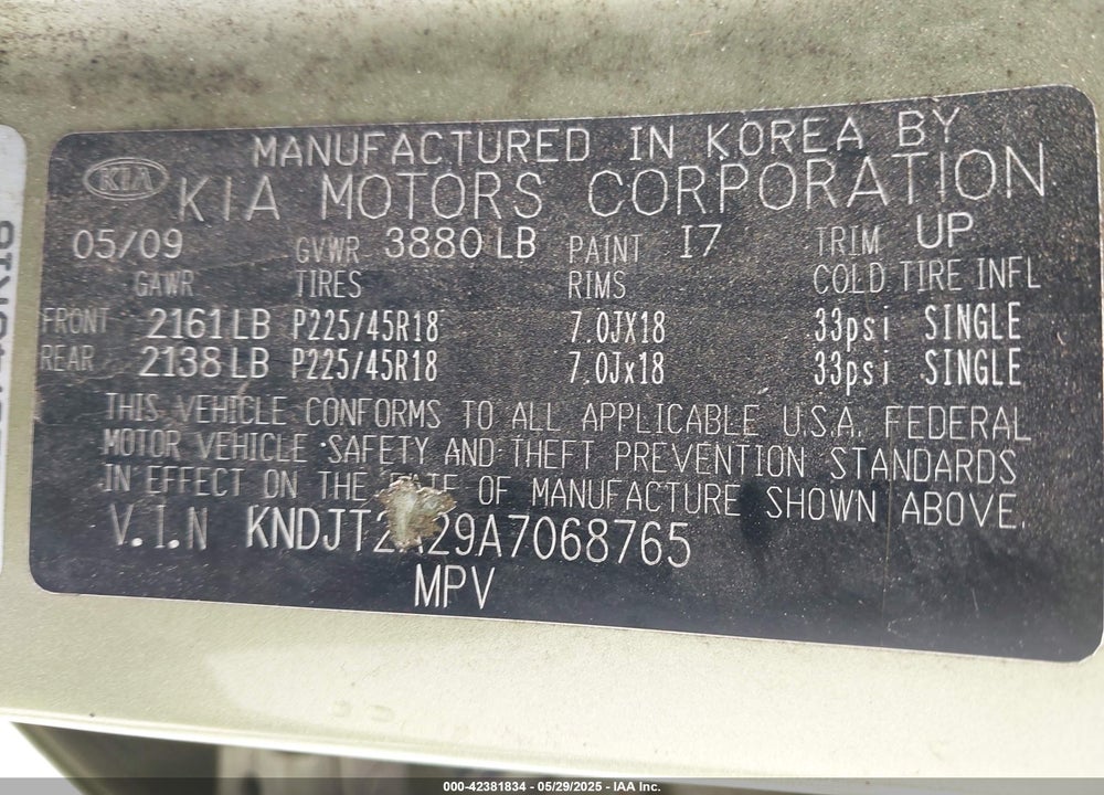 2010 KIA SOUL VIN: KNDJT2A29A7068765
