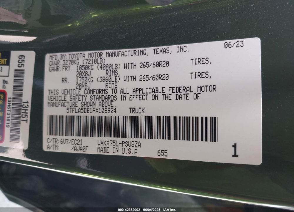 2023 TOYOTA TUNDRA SR5 VIN: 5TFLA5DB1PX108924