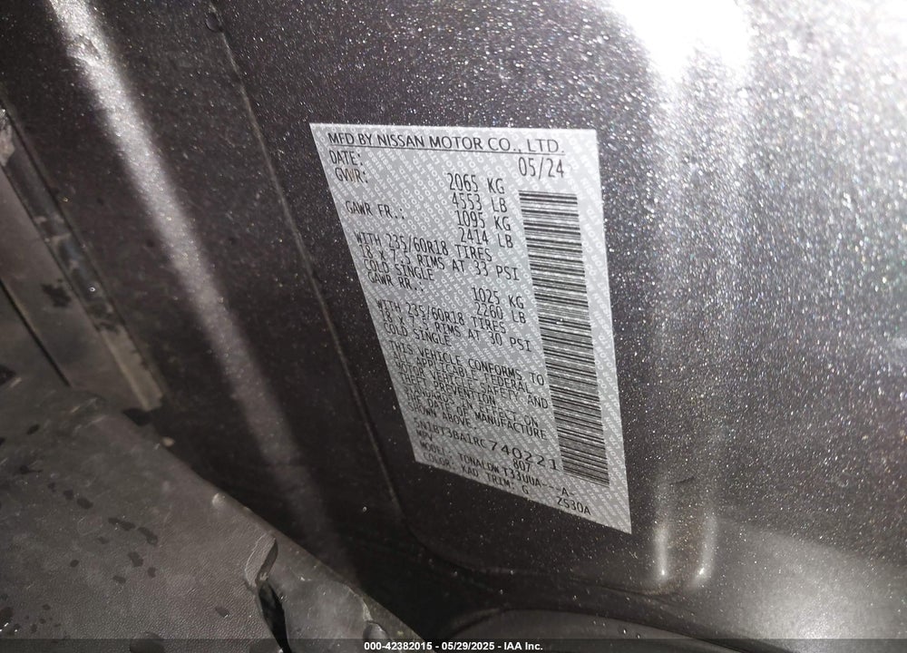 2024 NISSAN ROGUE SV FWD VIN: 5N1BT3BA1RC740221