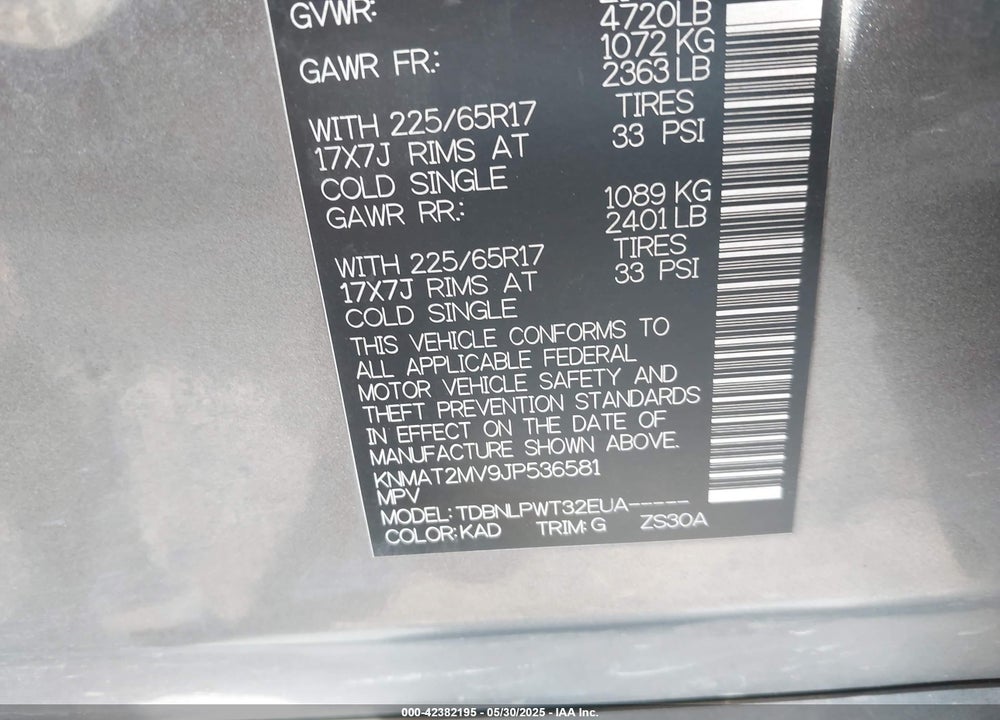 2018 NISSAN ROGUE S VIN: KNMAT2MV9JP536581
