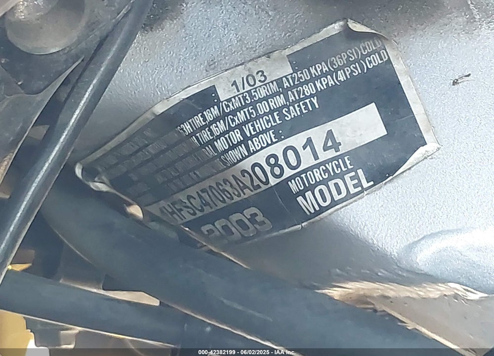 2003 HONDA GL1800 VIN: 1HFSC47063A208014