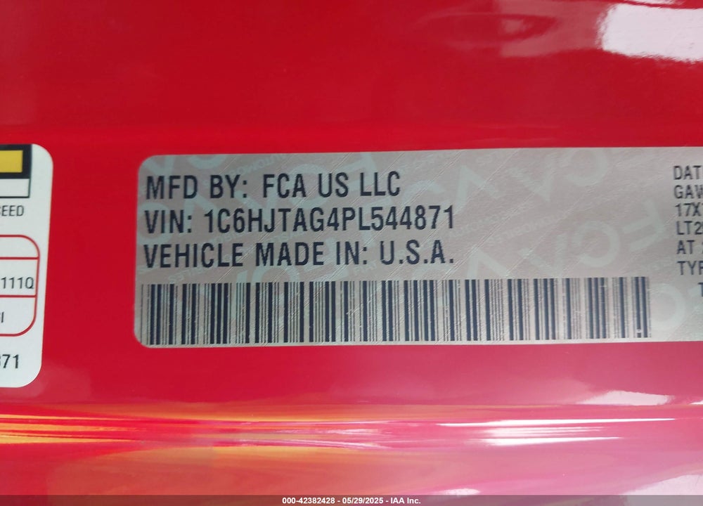 2023 JEEP GLADIATOR VIN: 1C6HJTAG4PL544871