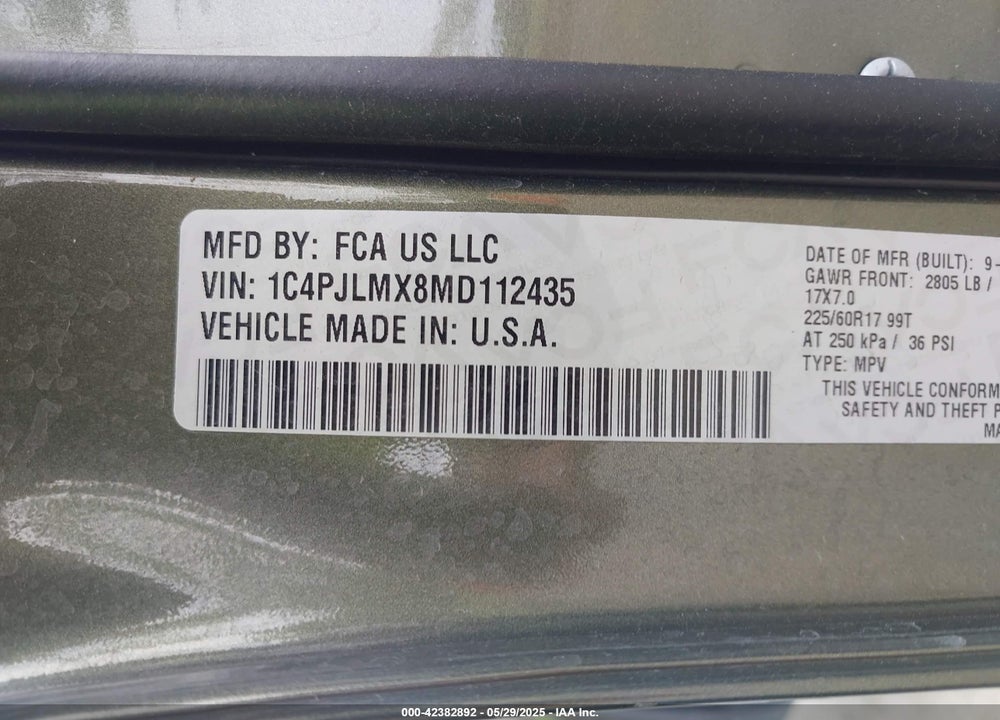 2021 JEEP CHEROKEE VIN: 1C4PJLMX8MD112435