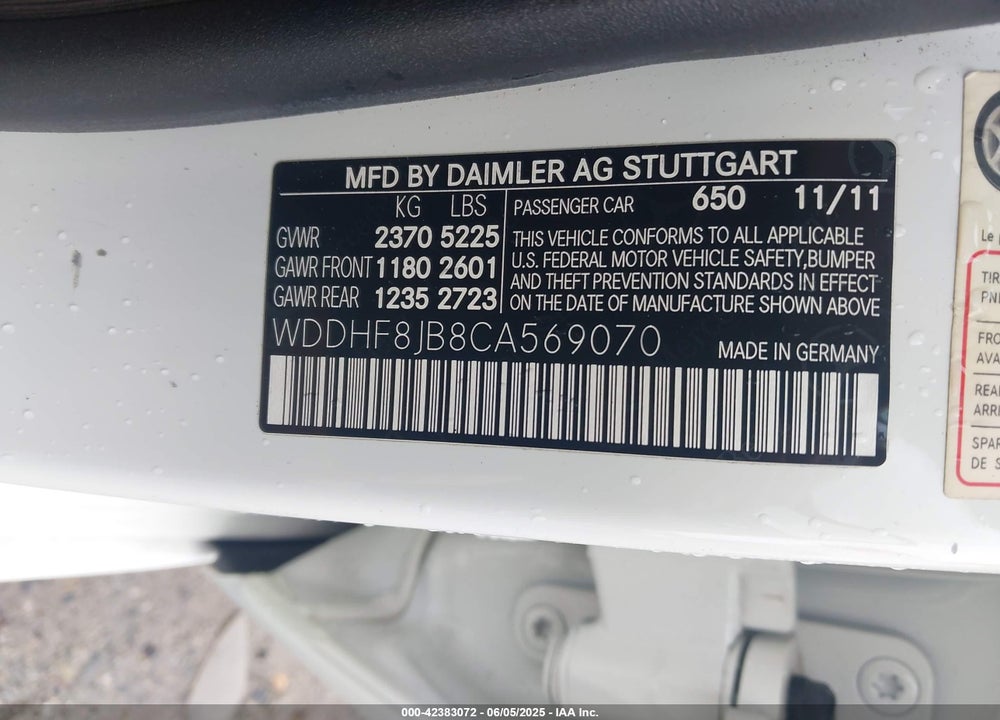 2012 MERCEDES-BENZ E 350 4MATIC VIN: WDDHF8JB8CA569070