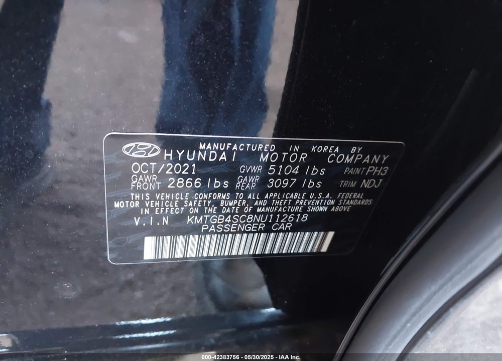 2022 GENESIS G80 2.5T RWD VIN: KMTGB4SC8NU112618