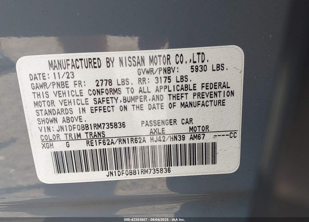 2024 NISSAN ARIYA VIN: JN1DF0BB1RM735836