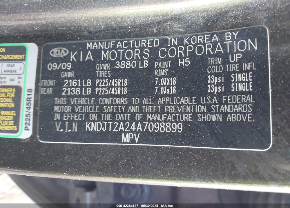 2010 KIA SOUL VIN: KNDJT2A24A7098899