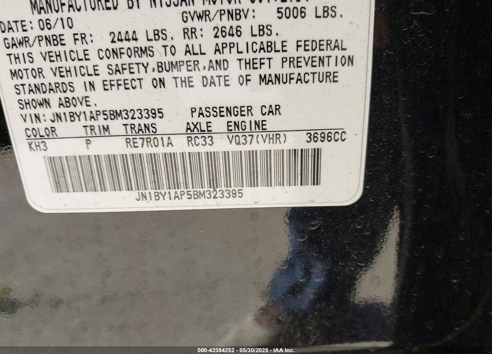 2011 INFINITI M37 VIN: JN1BY1AP5BM323395