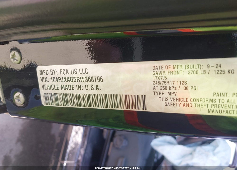 2024 JEEP WRANGLER / VIN: 1C4PJXAG5RW368796