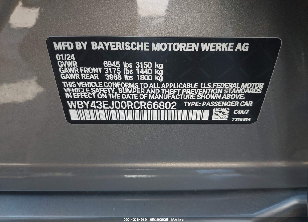 2024 BMW I7 VIN: WBY43EJ00RCR66802