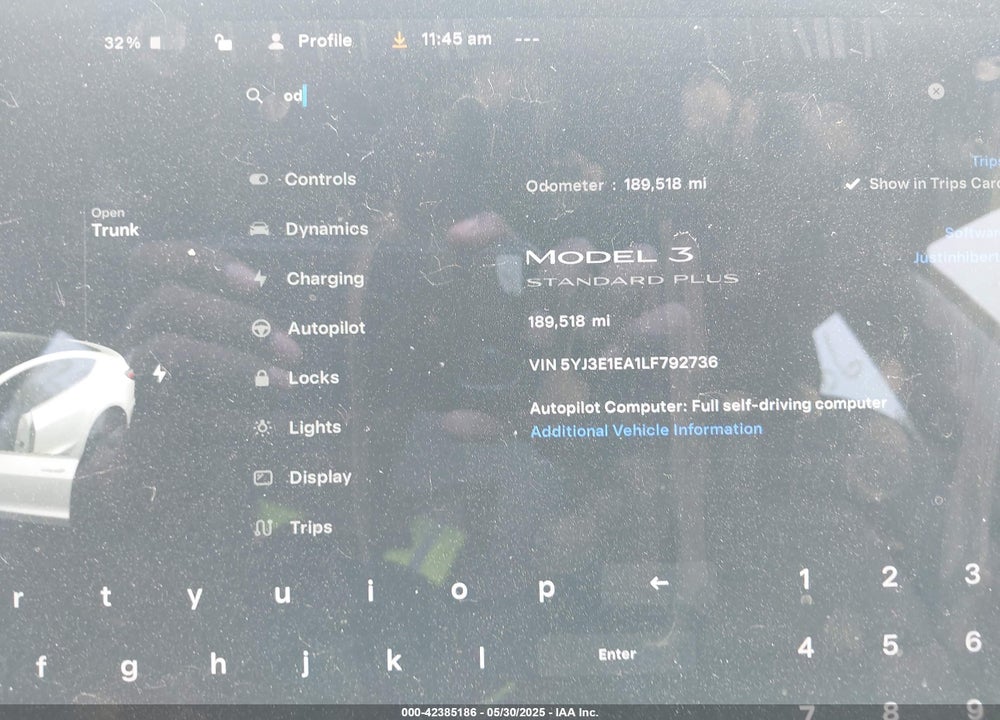 2020 TESLA MODEL 3 VIN: 5YJ3E1EA1LF792736