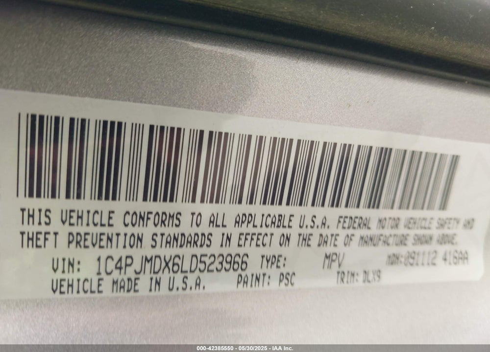 2020 JEEP CHEROKEE VIN: 1C4PJMDX6LD523966