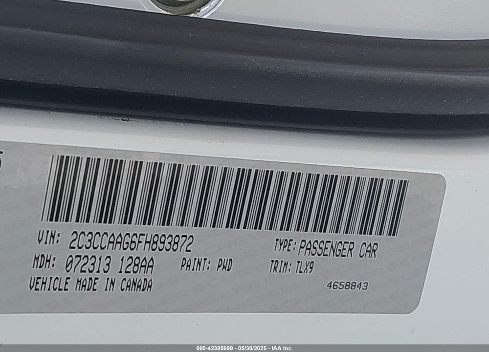 2015 CHRYSLER 300 VIN: 2C3CCAAG6FH893872