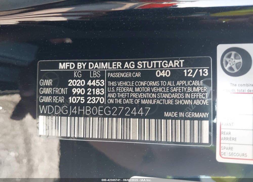 2014 MERCEDES-BENZ C 250 VIN: WDDGJ4HB0EG272447