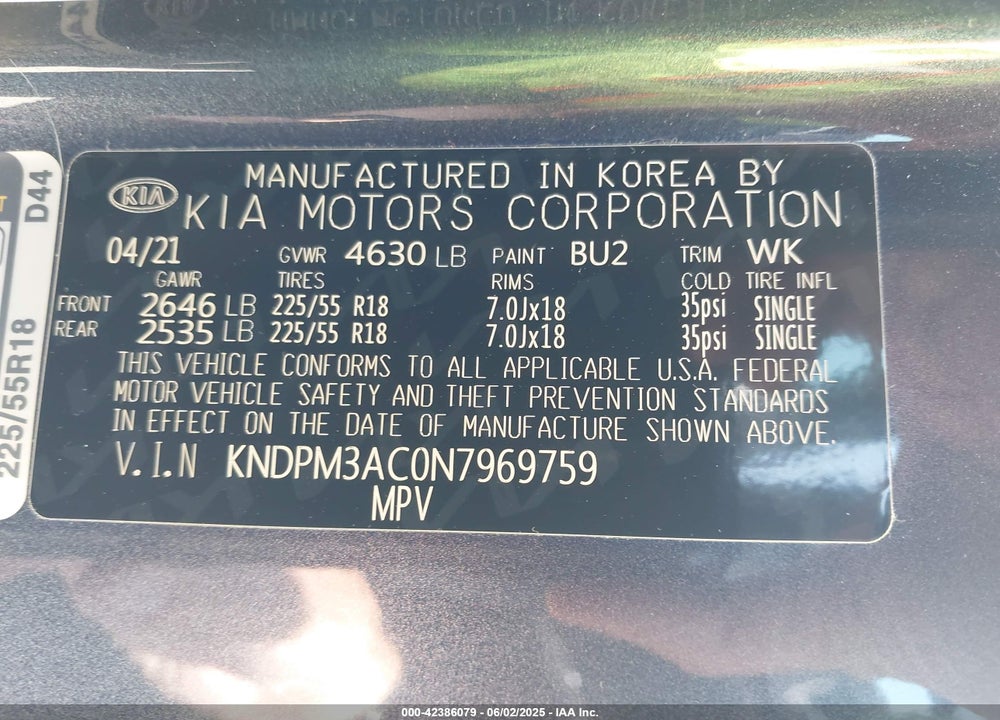 2022 KIA SPORTAGE LX VIN: KNDPM3AC0N7969759