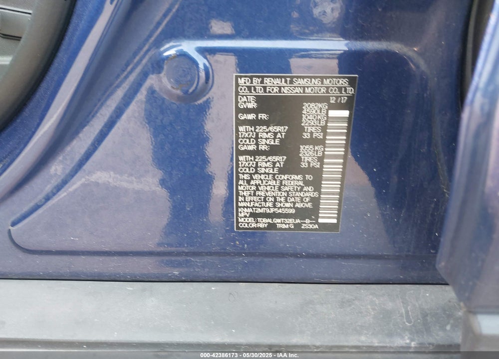 2018 NISSAN ROGUE SV VIN: KNMAT2MT9JP545599