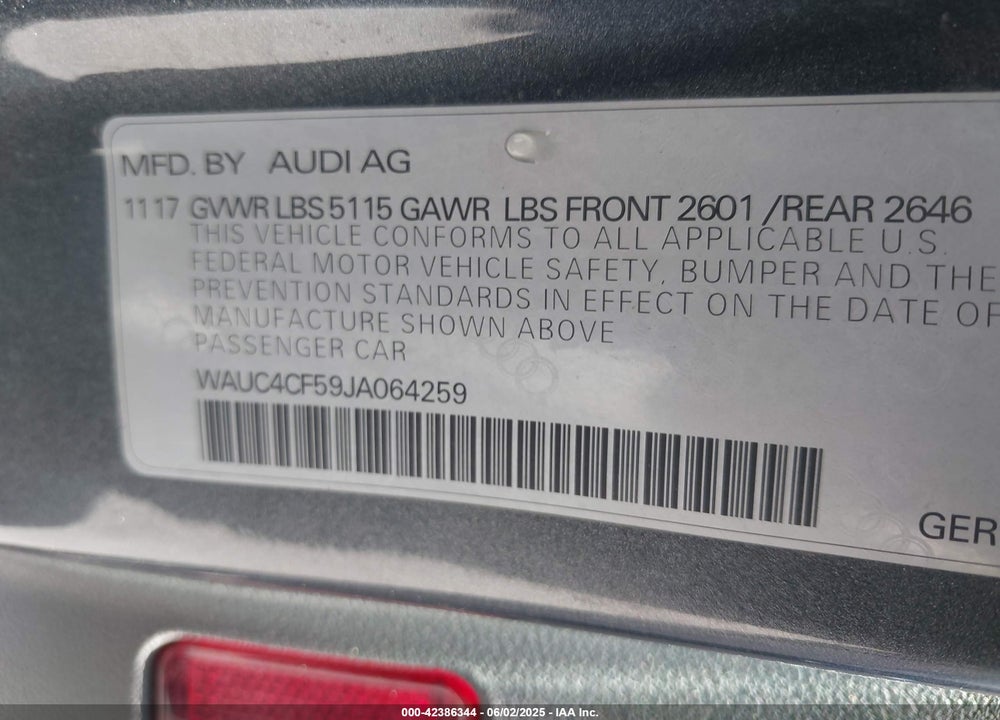 2018 AUDI S5 3.0T PREMIUM PLUS VIN: WAUC4CF59JA064259