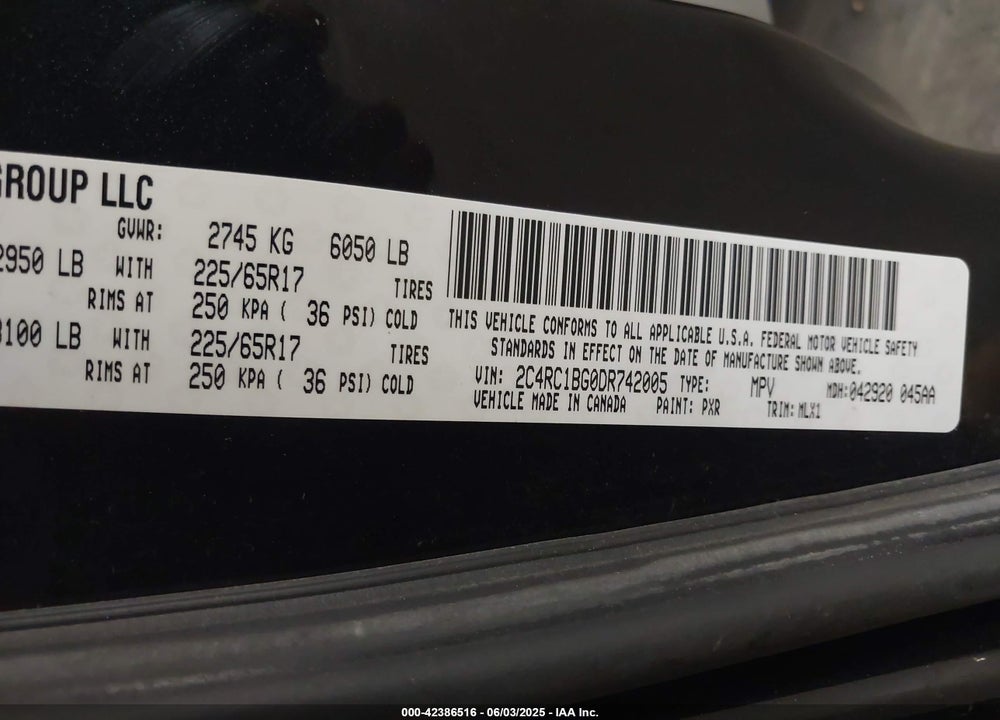 2013 CHRYSLER TOWN & COUNTRY TOURING VIN: 2C4RC1BG0DR742005