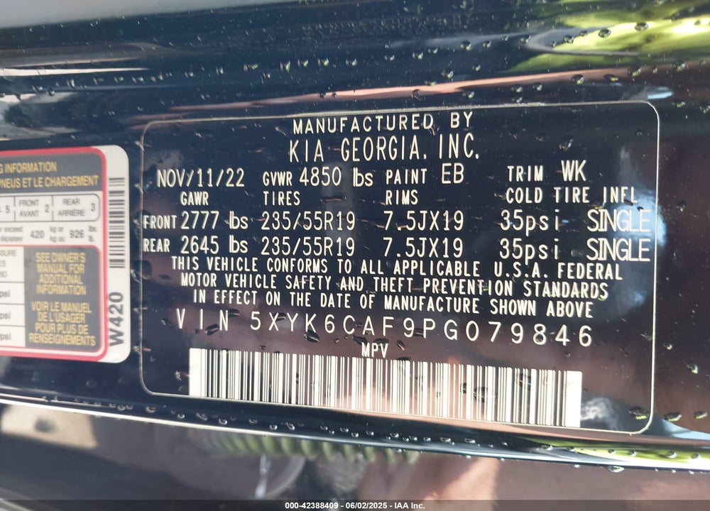 2023 KIA SPORTAGE VIN: 5XYK6CAF9PG079846