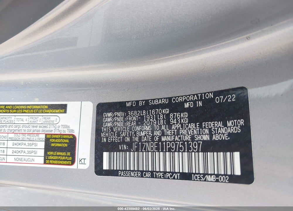 2023 TOYOTA GR86 VIN: JF1ZNBE11P9751397