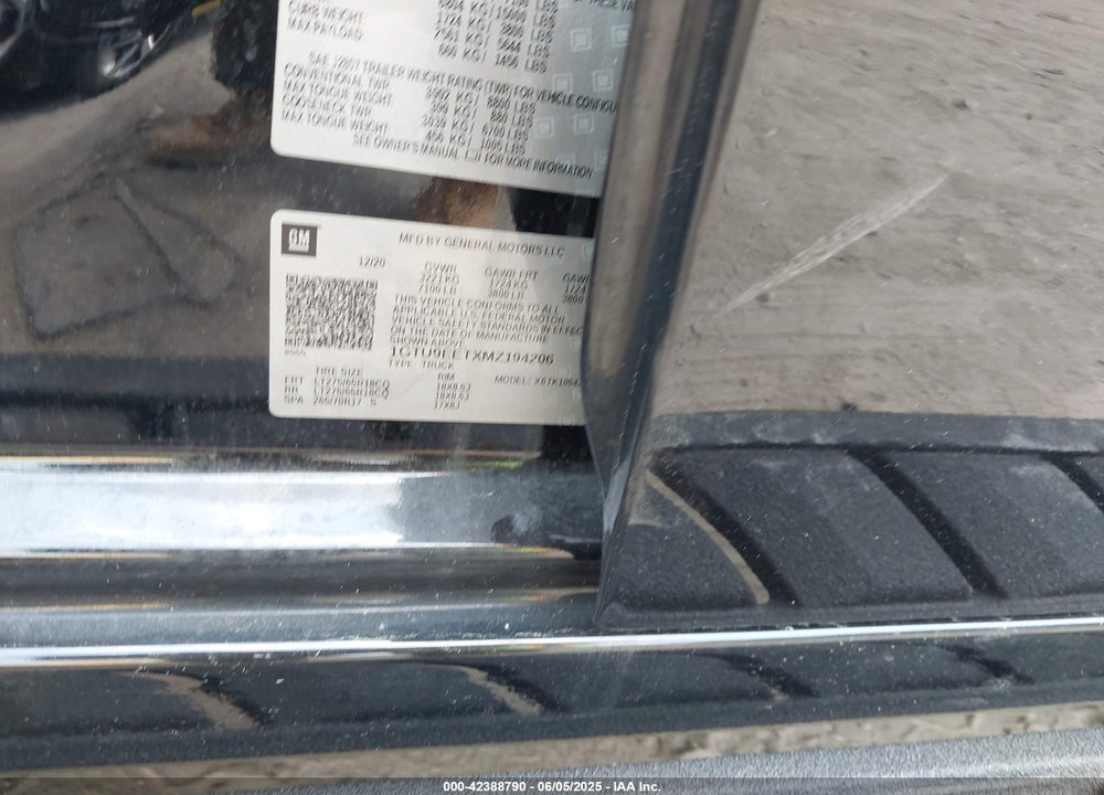 2021 GMC SIERRA 1500 VIN: 1GTU9EETXMZ194206