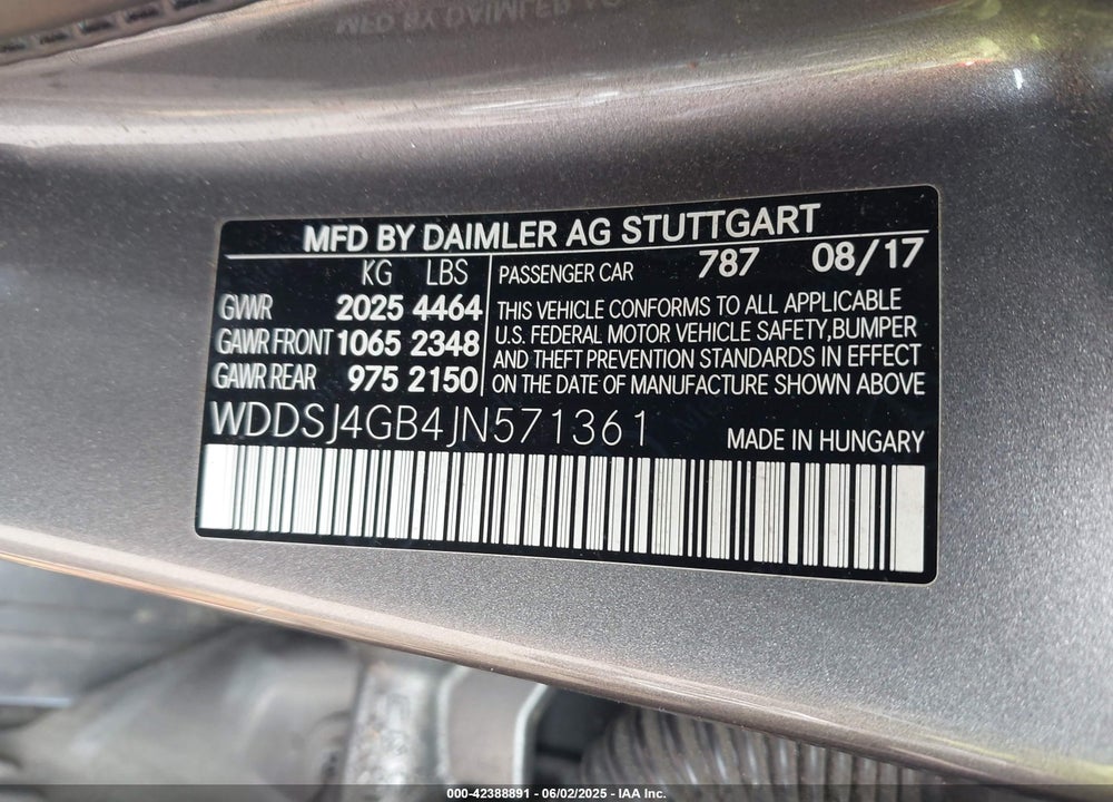 2018 MERCEDES-BENZ CLA VIN: WDDSJ4GB4JN571361