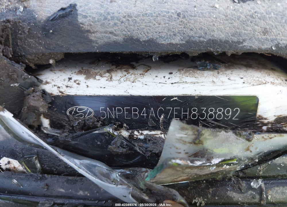 2014 HYUNDAI SONATA VIN: 5NPEB4AC7EH838892