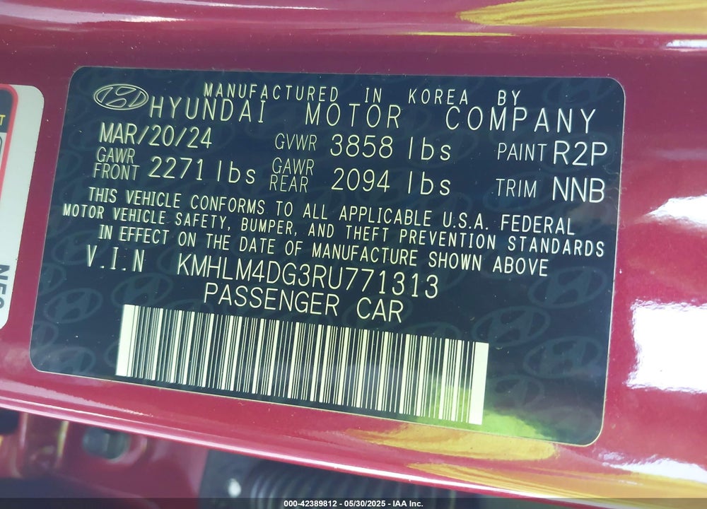 2024 HYUNDAI ELANTRA SEL VIN: KMHLM4DG3RU771313
