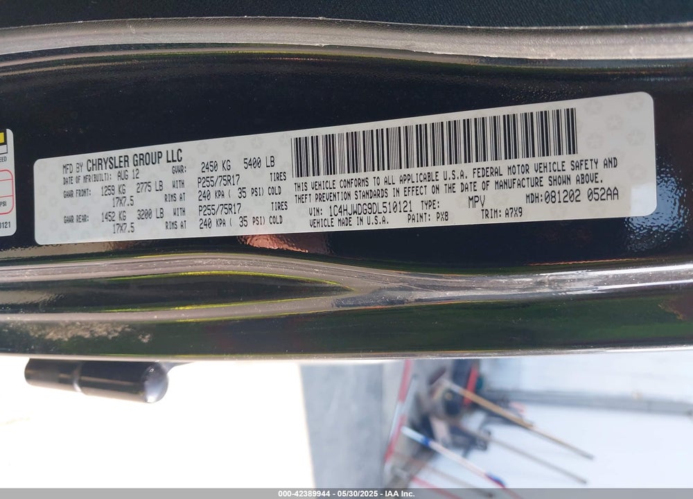 2013 JEEP WRANGLER UNLIMITED VIN: 1C4HJWDG9DL510121