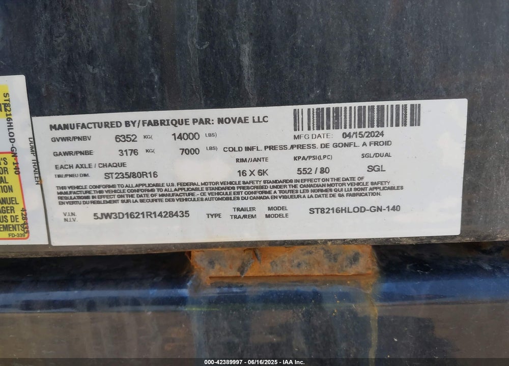 2024 SURE-TRAC 16' GOOSENECK DUMP TRAILER VIN: 5JW3D1621R1428435