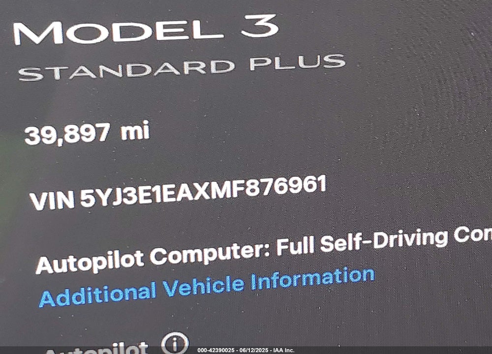 2021 TESLA MODEL 3 VIN: 5YJ3E1EAXMF876961