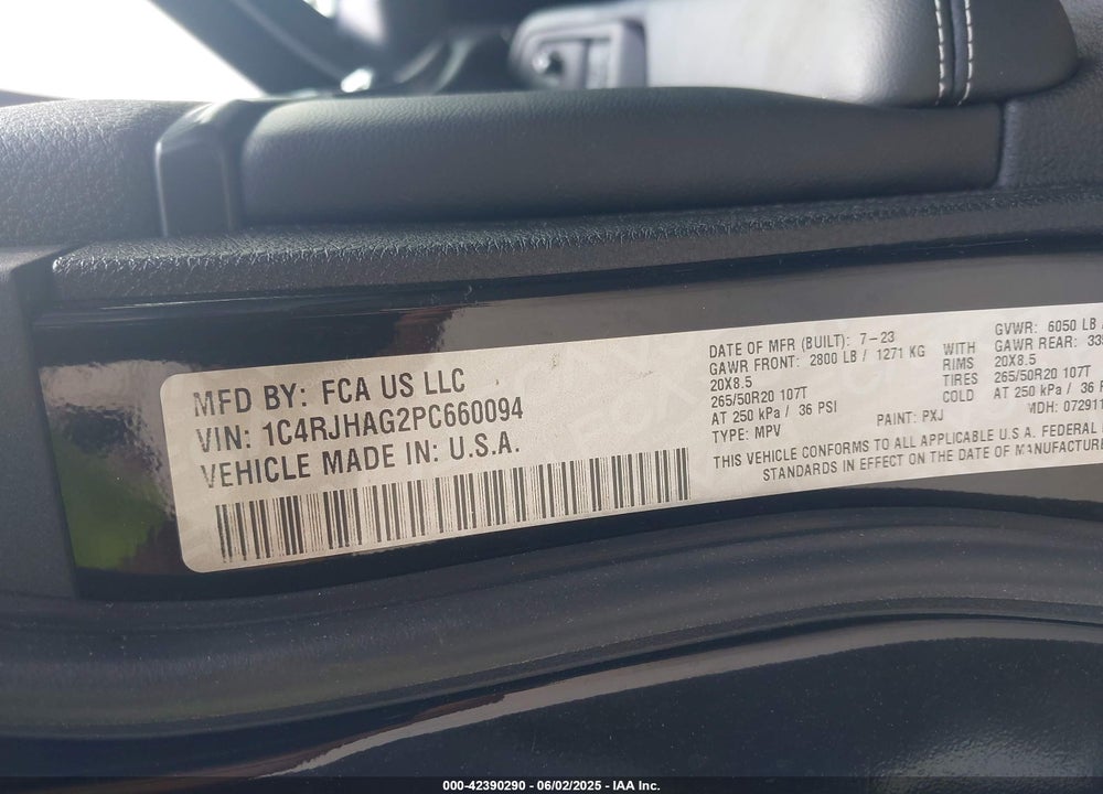 2023 JEEP GRAND CHEROKEE VIN: 1C4RJHAG2PC660094