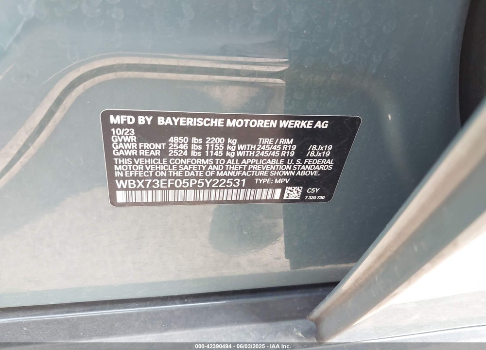 2023 BMW X1 VIN: WBX73EF05P5Y22531