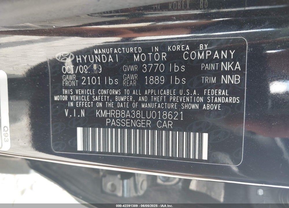 2020 HYUNDAI VENUE SE VIN: KMHRB8A38LU018621
