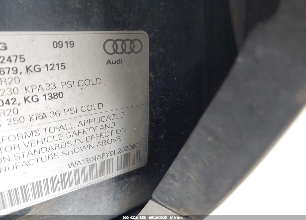 2020 AUDI Q5 VIN: WA1BNAFY0L2020863