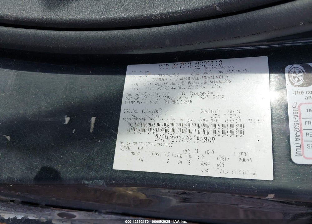 2009 FORD FUSION VIN: 3FAHP02169R180849