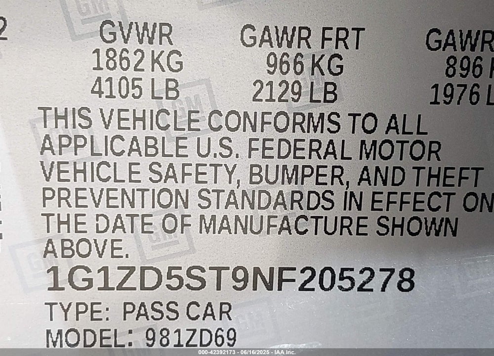 2022 CHEVROLET MALIBU VIN: 1G1ZD5ST9NF205278