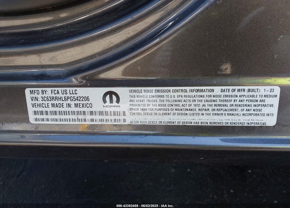 2023 RAM 3500 BIG HORN  4X4 8' BOX VIN: 3C63RRHL6PG542206