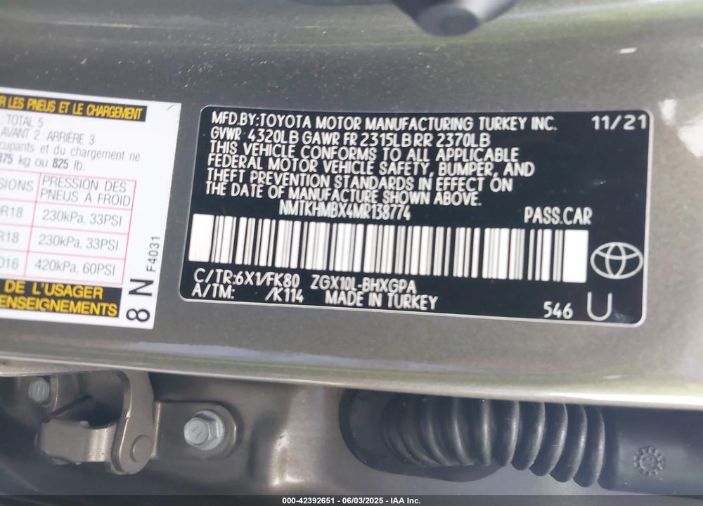 2021 TOYOTA C-HR XLE VIN: NMTKHMBX4MR138774