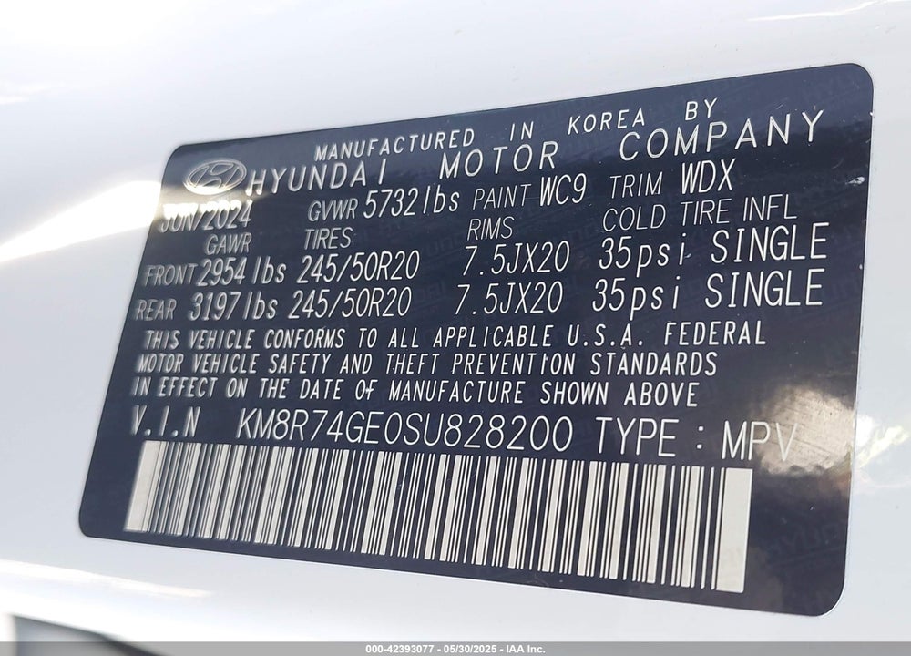 2025 HYUNDAI PALISADE VIN: KM8R74GE0SU828200