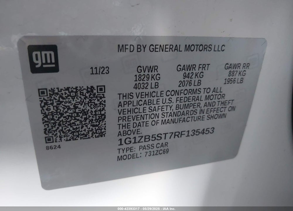 2024 CHEVROLET MALIBU VIN: 1G1ZB5ST7RF135453