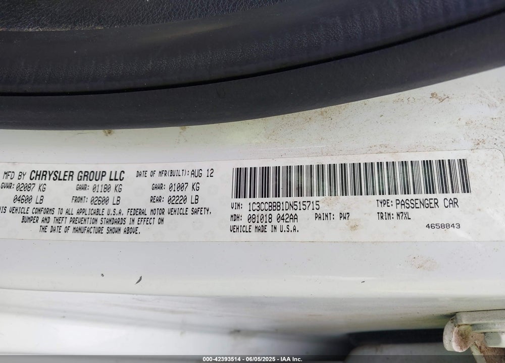 2013 CHRYSLER 200 VIN: 1C3CCBBB1DN515715