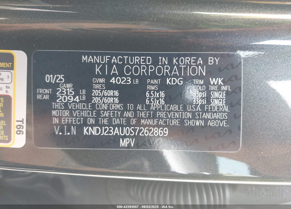 2025 KIA SOUL VIN: KNDJ23AU0S7262869
