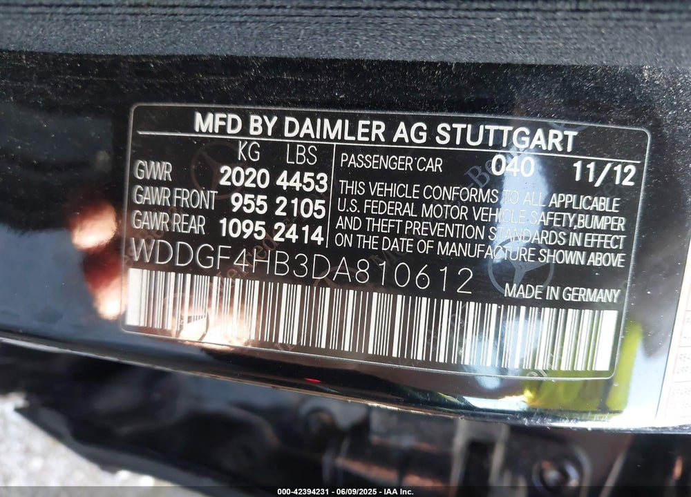 2013 MERCEDES-BENZ C 250 LUXURY/SPORT VIN: WDDGF4HB3DA810612
